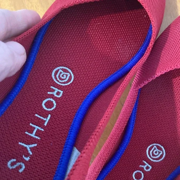 Rothy's Red Flats with Blue Trim - Picture 3 of 3